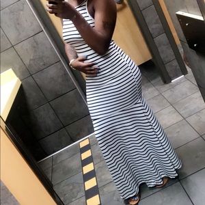 Black and white striped dress